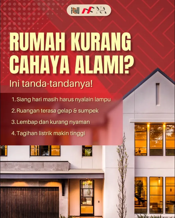 Rumah dengan pencahayaan alami dari genteng kaca