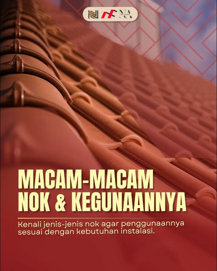 Nok genteng terpasang di bubungan atap